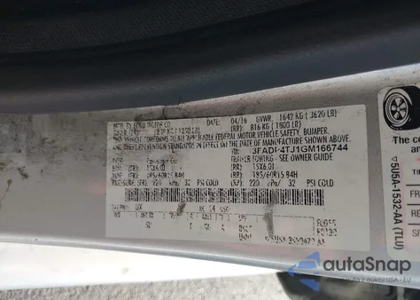 2016 Ford Fiesta S из США, поврежденный, VIN 3FADP4TJ1GM166744